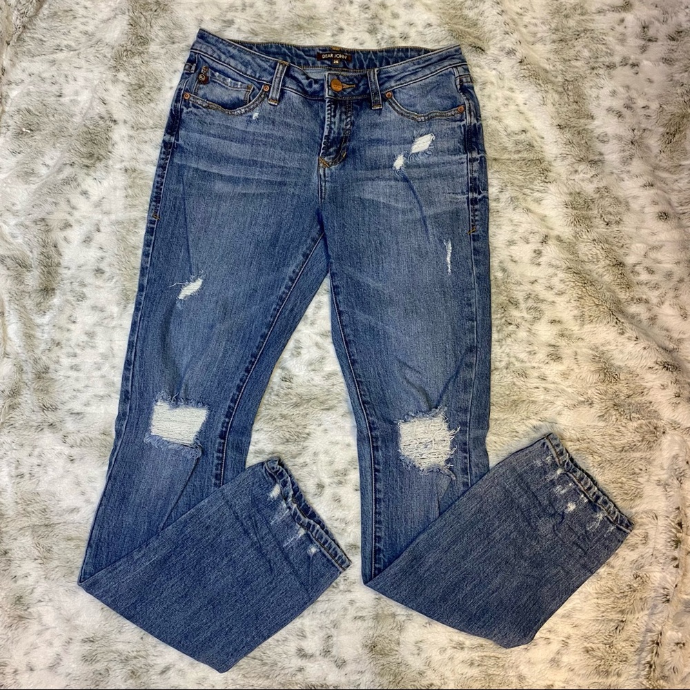 Dear John Playback Straight Leg Distressed Jeans